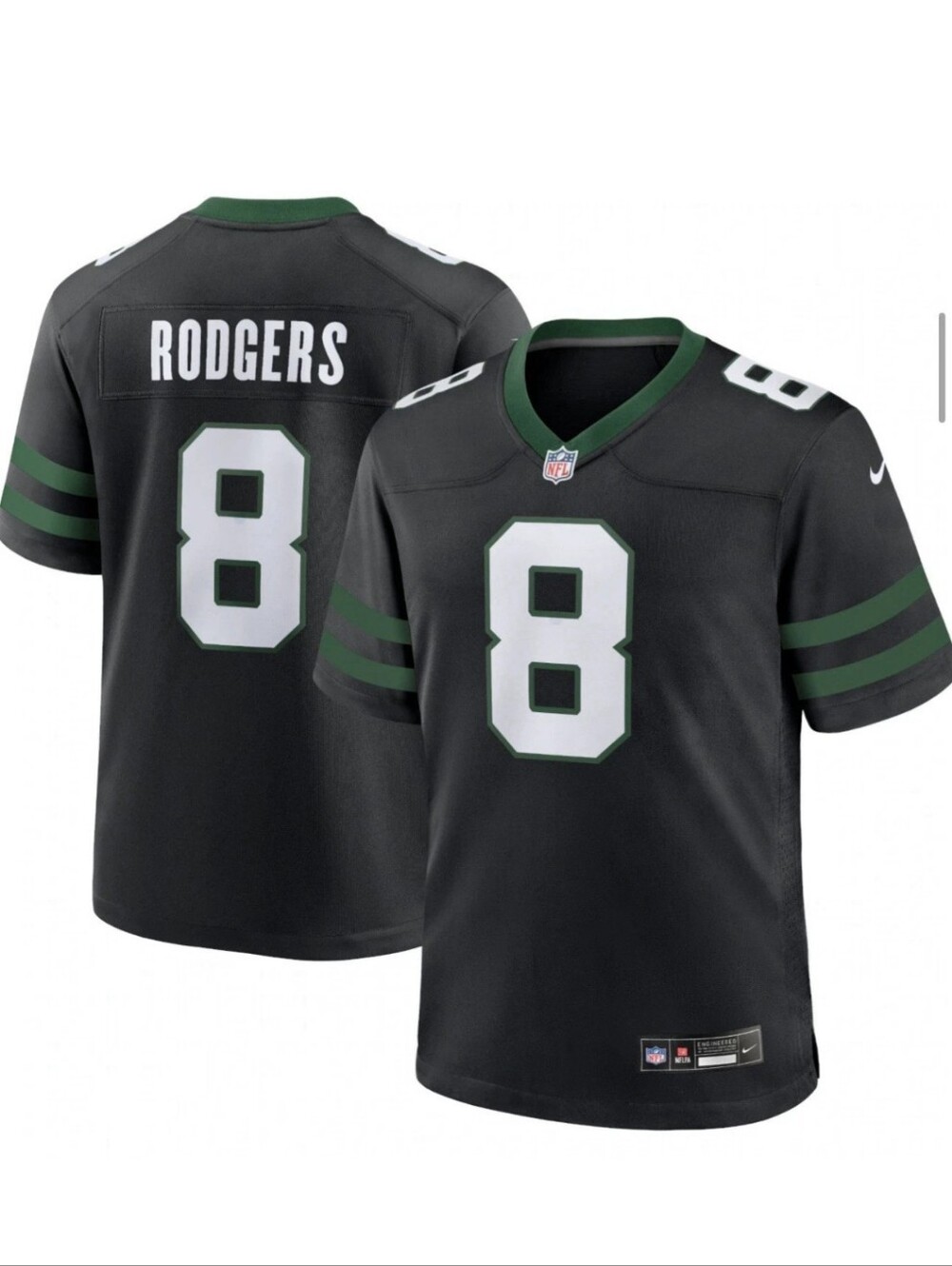 Nike Men's NFL Aaron Rodgers #8 New York Jets Alternate Game Jersey Legacy Black